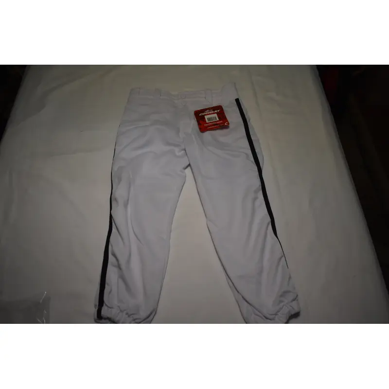 NEW - Combat Piped FastPitch Softball/Baseball Pants, White/Navy, Youth Medium