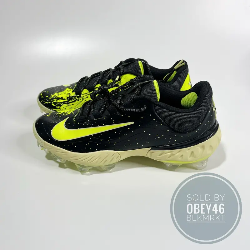 Nike Alpha Huarache Elite 4 Low MCS Baseball Black/Lime  10
