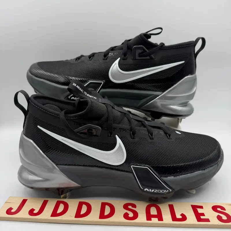 Nike Force Zoom Trout 9 Elite Baseball Cleats Black Silver FB2906-003 Mens Sz 9