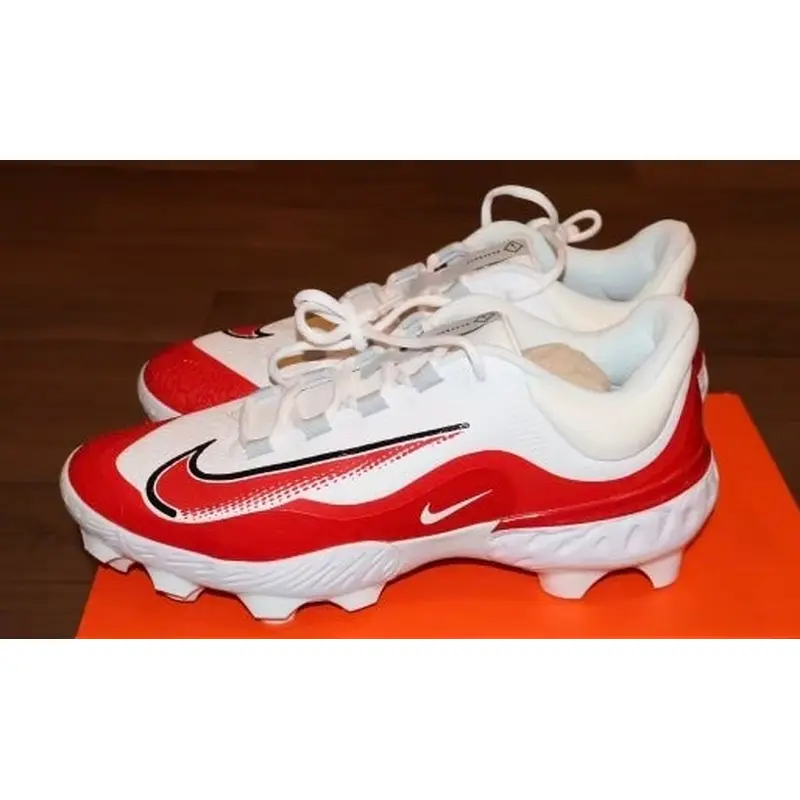 Size 13 Nike Alpha Huarache Elite 4 Low MCS White Red Baseball Cleats