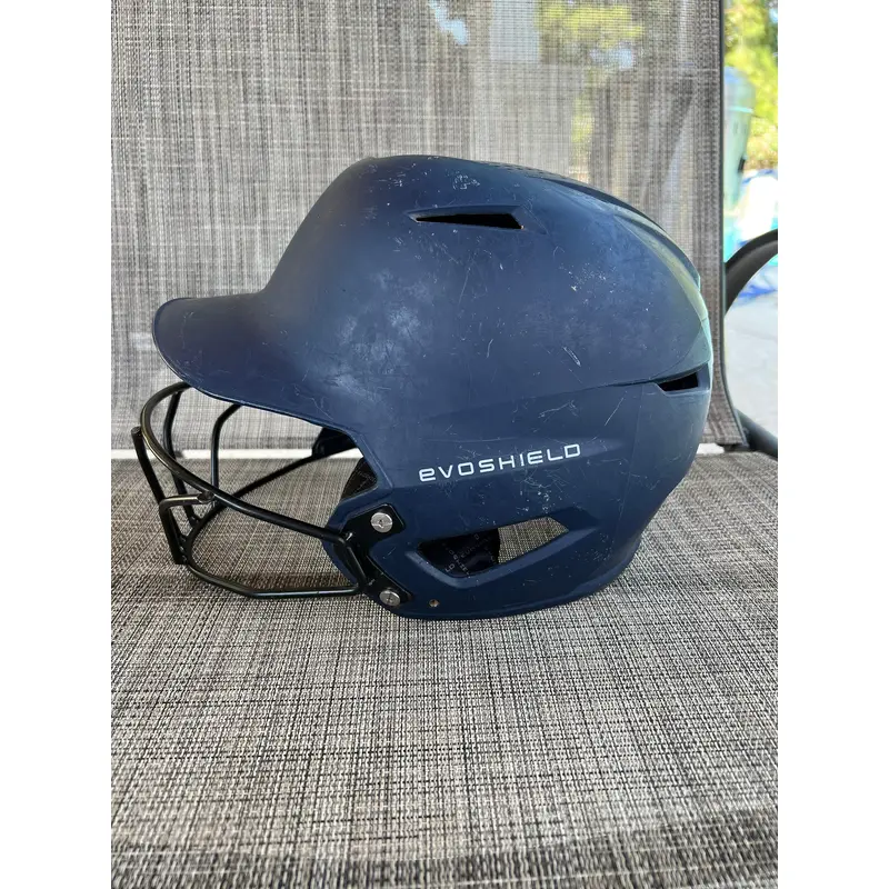 Used Navy Blue 6 1/2 - 7 EvoShield Batting Helmet. A R2 S1 L2