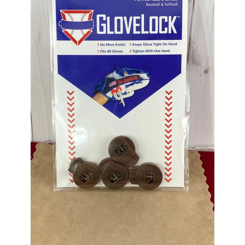 New Brown Glove Locks Keep Baseball Glove Laces Tight Free Shipping USA Only