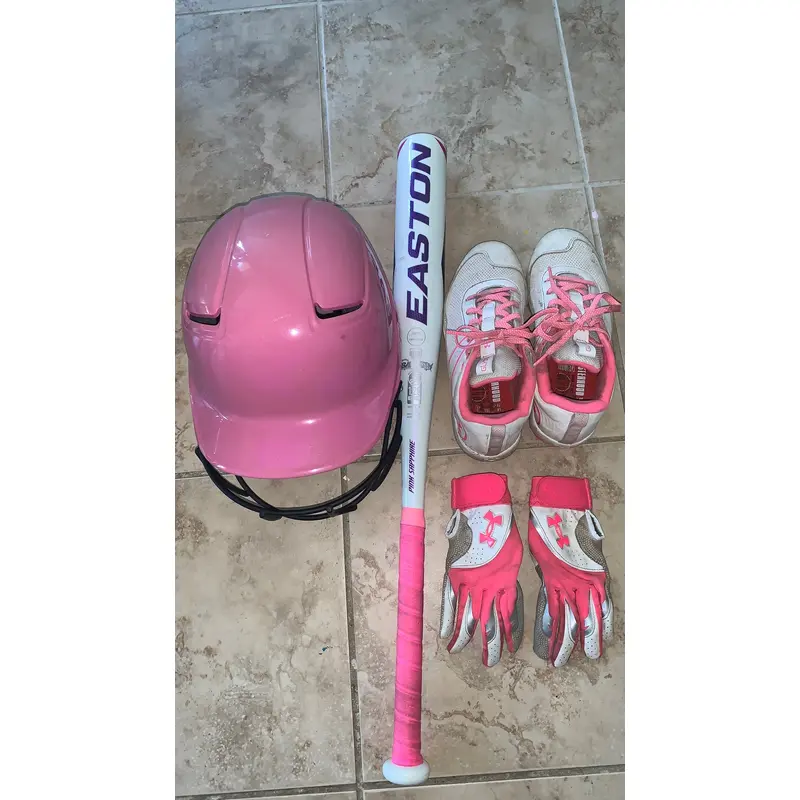 Youth Female Softball Lot - Cleats, Bat, Helmet, Gloves