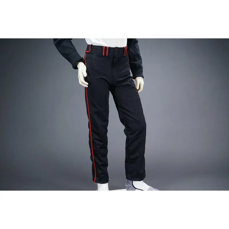 COMBAT PIPED STOCK OPEN BOTTOM BASEBALL/SOFTBALL PANTS, BLACK/RED ~ YOUTH MEDIUM