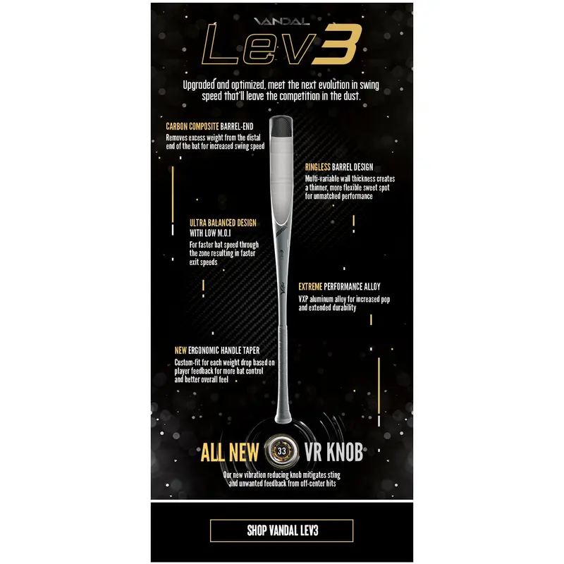 New Victus Vandal Lev3 BBCOR Baseball Bat: VCBV3 (-3) FREE SHIPPING