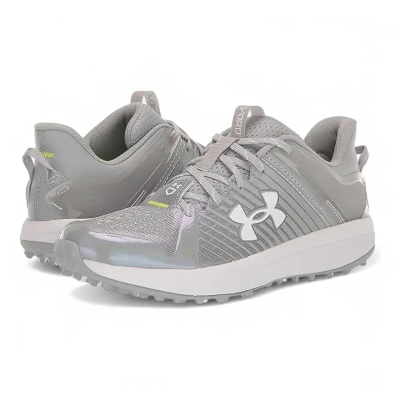 new men's 9.5 Under Armour UA Yard Turf Baseball Shoes - 3025593-102 - grey/White
