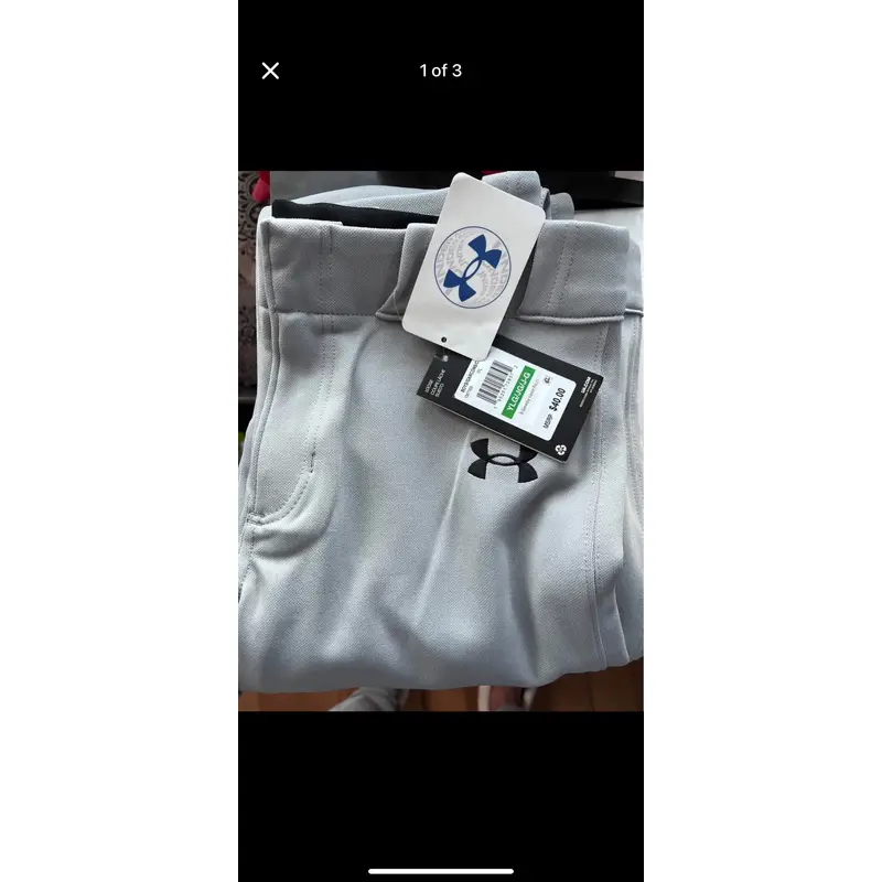 Gray Youth Large Under Armour Game Pants (New)