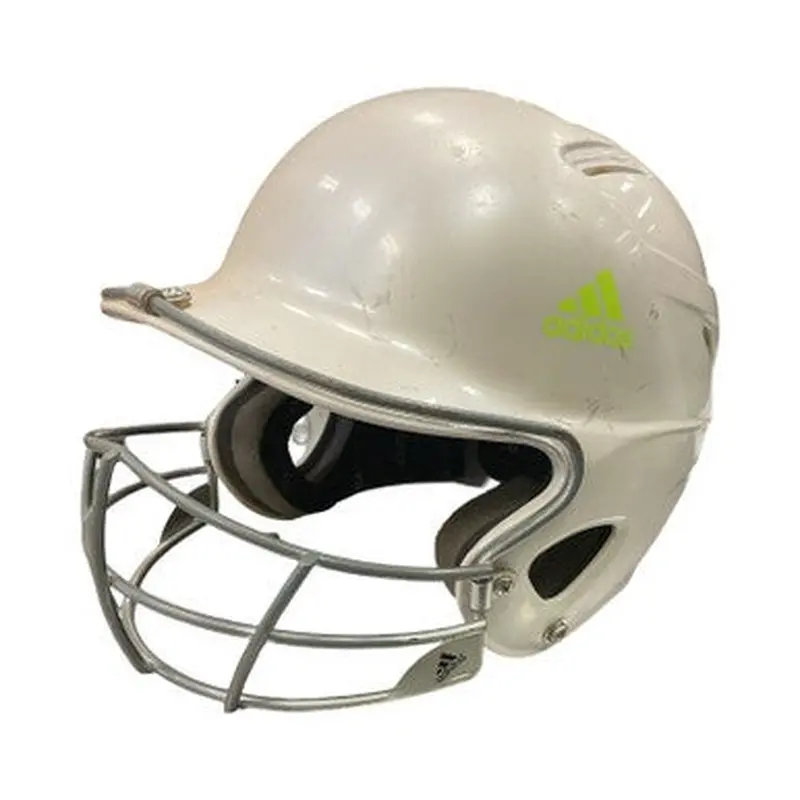 Used Adidas CLIMA COOL ADJUSTABLE Batting Helmet w/Mask White M/L 11859-S000024275