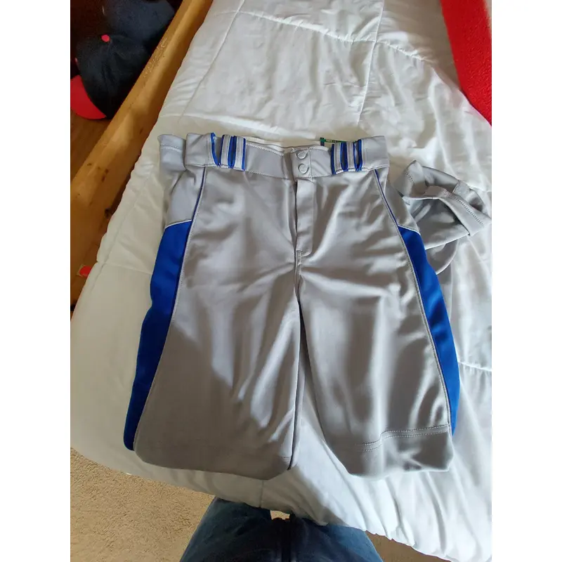 Gray Youth Large Champro Pants, Royal Blue flair