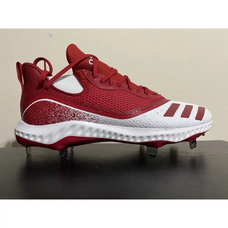ADIDAS Icon V Bounce Metal Baseball Cleats Adult Size 11.5 Red / White.