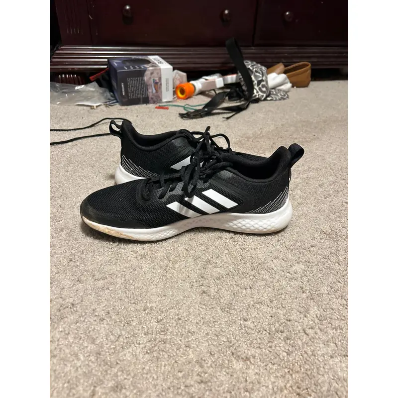 Black Men's Size M 9.5 (W 10.5) Adult Adidas Low Top Trainers (Used)