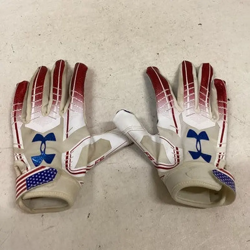 Used Under Armour BB/SB Batting Gloves White/Red/Navy MD 11725-S000490248
