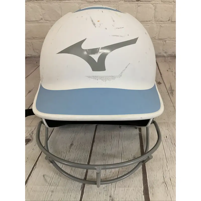 Mizuno F6 Baseball Faceguard Helmet Small 6 3/4 - 7 3/8 White Light Blue Matte