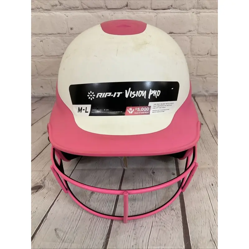 RIP-IT Baseball Faceguard Helmet Medium 6 1/2 - 7 3/8 White Pink Matte