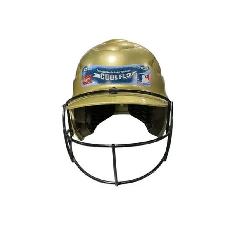 Used Rawlings COOLFLO BB HELMET Batting Helmet w/Mask Gold SM 11834-S000039123