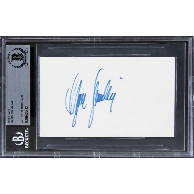 Garry Shandling The Larry Sanders Show Signed 3x5 Index Card BAS Slabbed