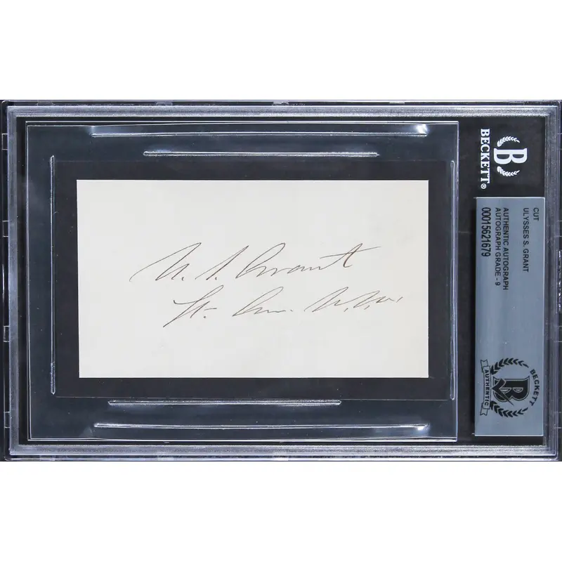 Ulysses S. Grant Authentic Signed 2.5x4.5 Cut Signature Auto Mint 9! BAS Slabbed