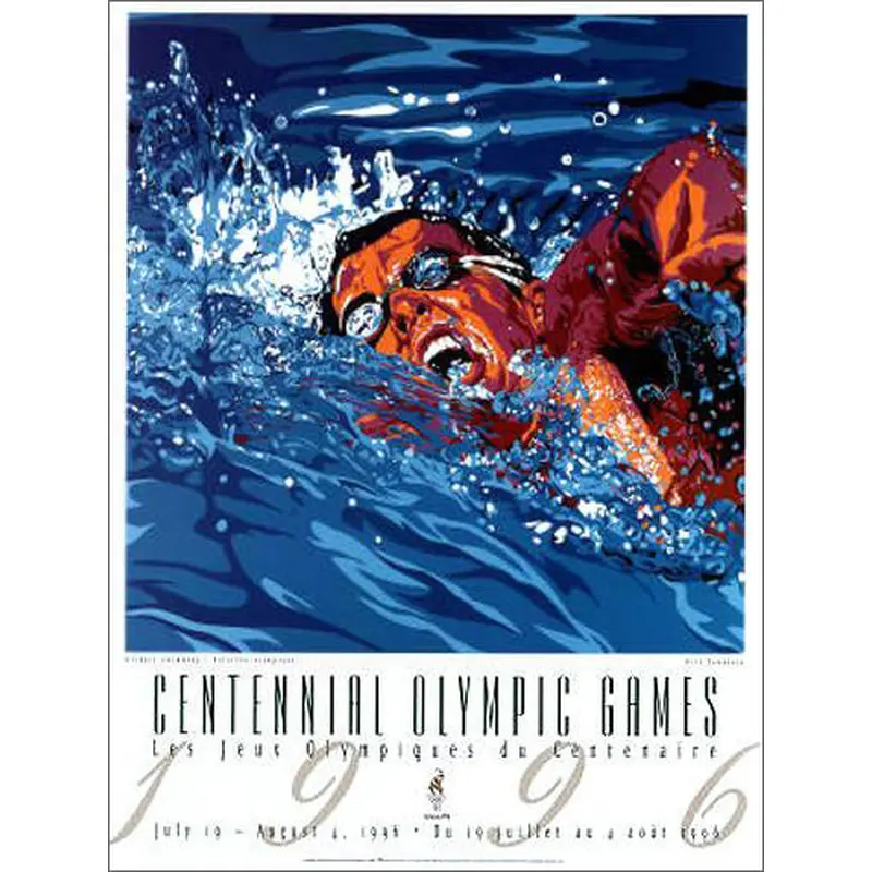 Atlanta 1996 Olympics Swimming (Men's Freestyle) Official Event Poster - Fine Art Ltd.