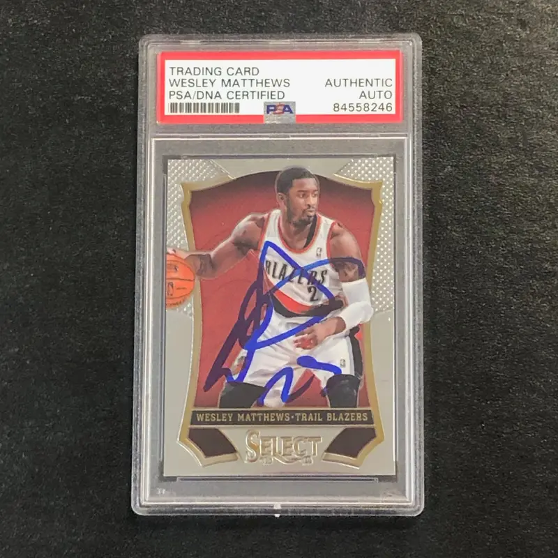 2013-14 Panini Select #100 Wesley Matthews Signed Card AUTO PSA Slabbed Trailblazers