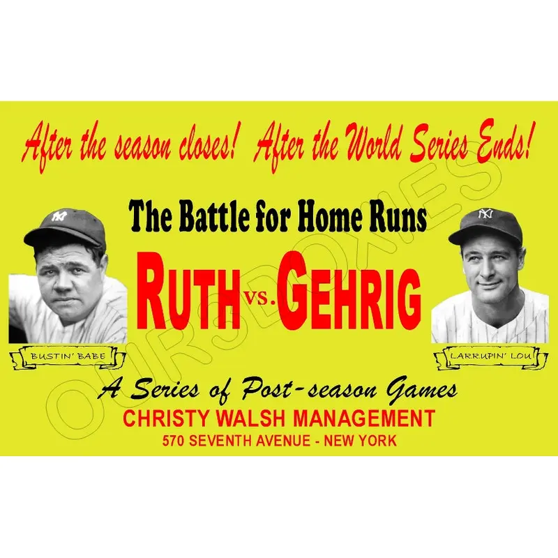 Babe Ruth Lou Gehrig Barnstorming Store Counter Standup Sign - Yankees - 1804