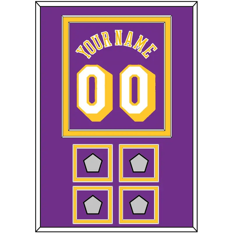 Los Angeles Name & Number With 4 Trophy Patches - Road Purple (1978-1997) - Double Mat 2