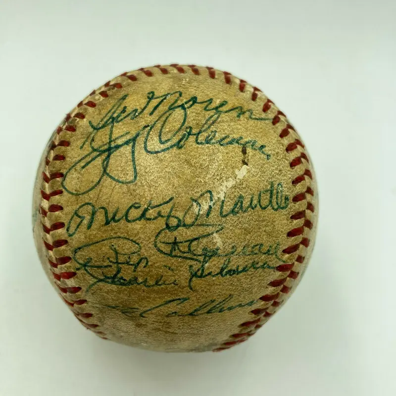 1955 Yankees Team Signed Baseball Mickey Mantle Elston Howard Rookie JSA COA