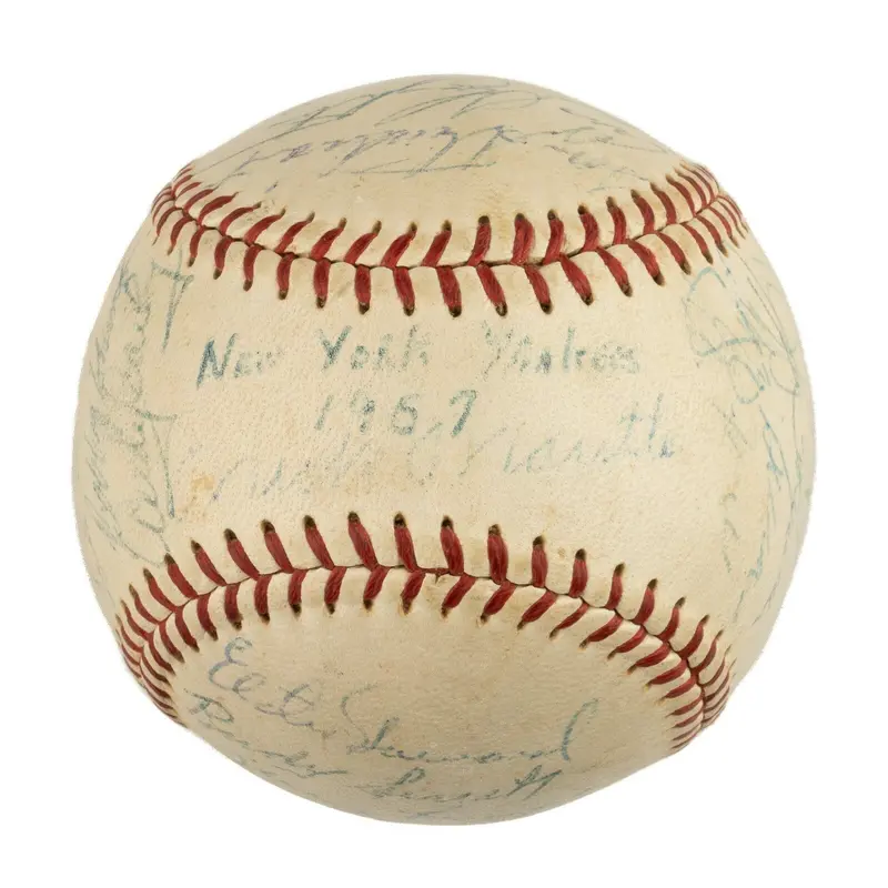 1957 New York Yankees American League Champs Team Signed AL Baseball JSA