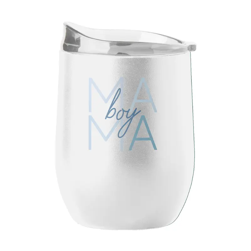 Mothers Day 16oz Boy Mama White Stainless Curved Beverage