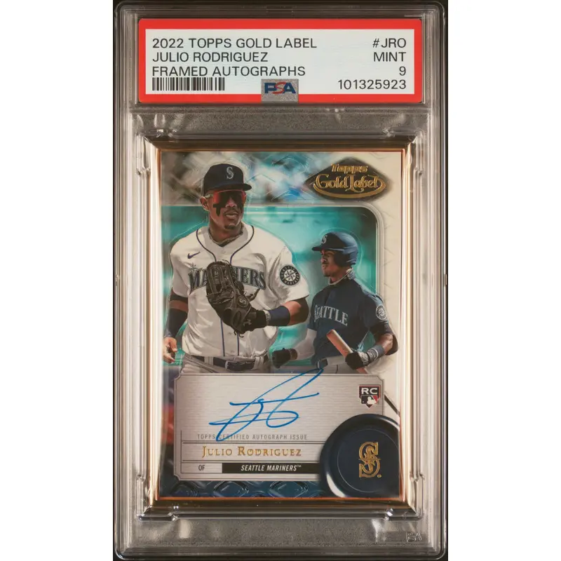 Julio Rodriguez 2022 Topps Gold Label Framed Rookie Auto PSA 9 Mint