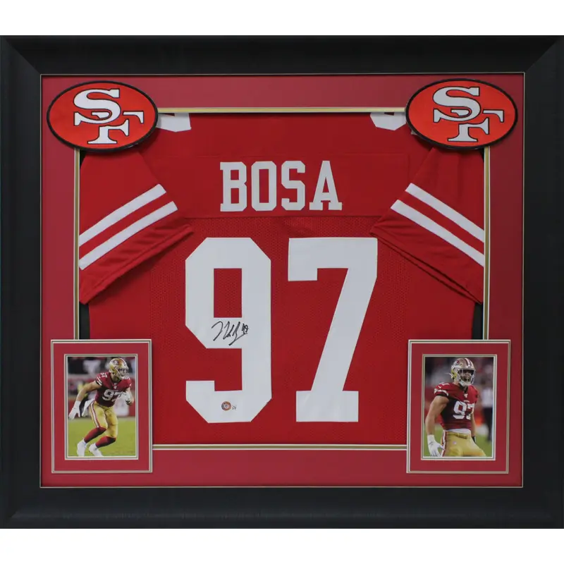 Nick Bosa Authentic Signed Red Pro Style Framed Jersey Autographed BAS Witnessed