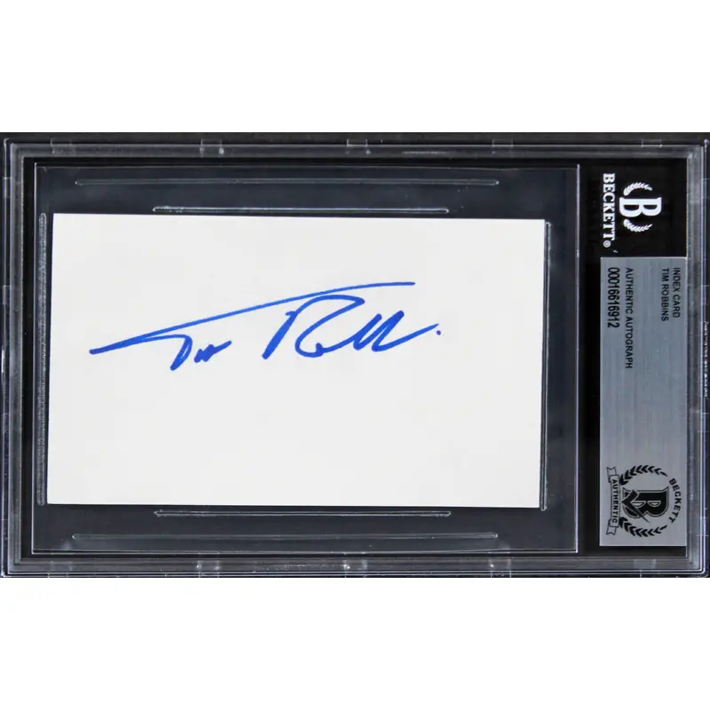 Tim Robbins Mystic River Authentic Signed 3x5 Index Card BAS Slabbed 2