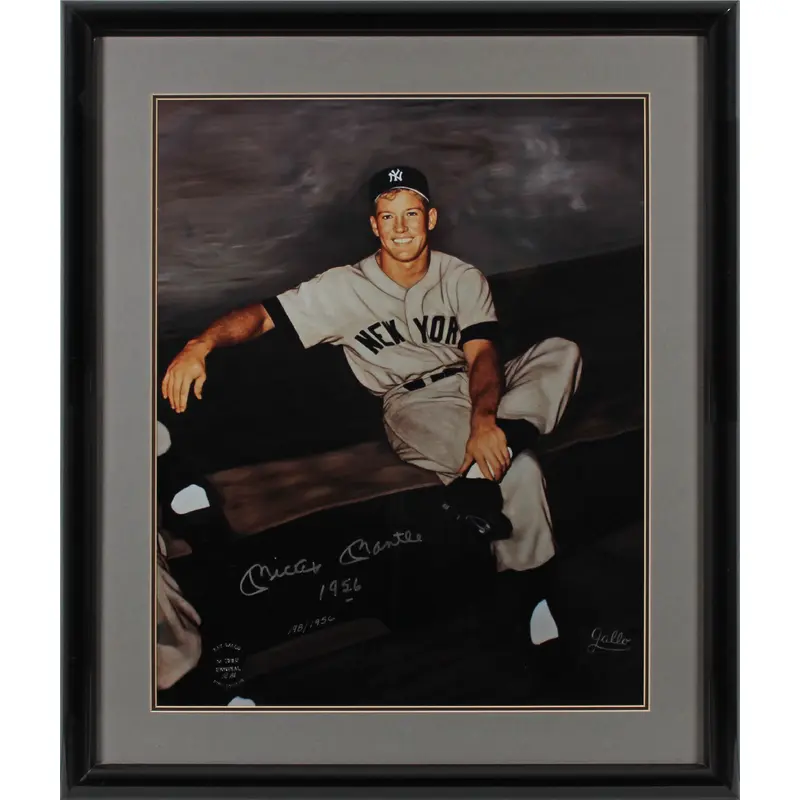 Yankees Mickey Mantle "1956" Signed 16x20 Framed Photo LE #198/1956 BAS #AC26839
