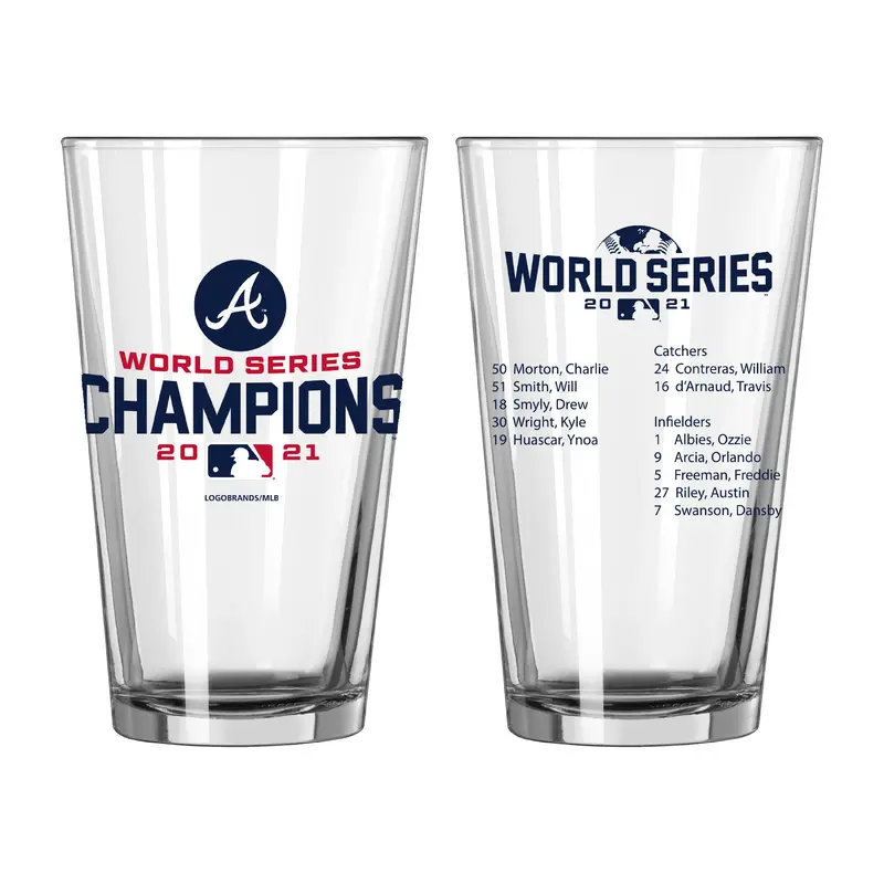 Atlanta Braves 16oz 21 World Champs Roster Pint Glass