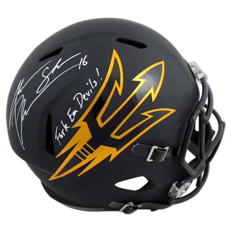 Arizona State Jake Plummer Signed Black Full Size Speed Rep Helmet BAS Witnessed