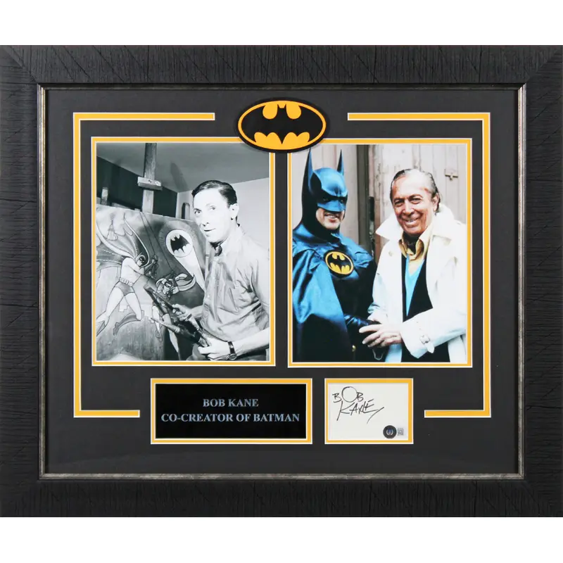 Bob Kane Batman Authentic Signed 3x5 Index Card Framed Display BAS #BL98104