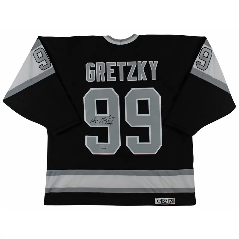 Kings Wayne Gretzky Signed Black Vintage Hockey CCM Jersey UDA #BAM22033