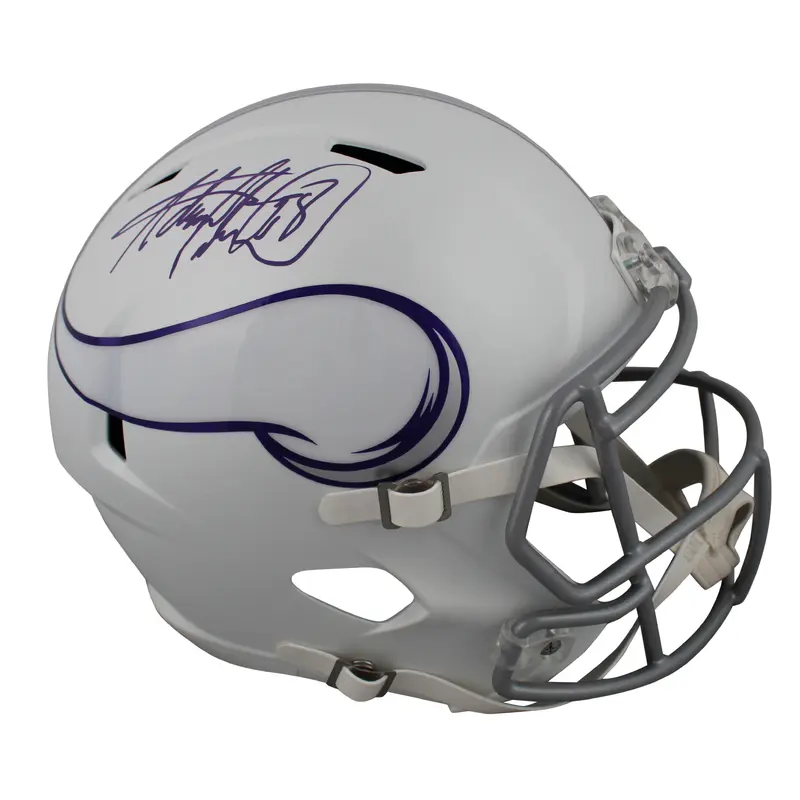 Vikings Adrian Peterson Signed 2024 Alt Full Size Speed Rep Helmet BAS Witnessed