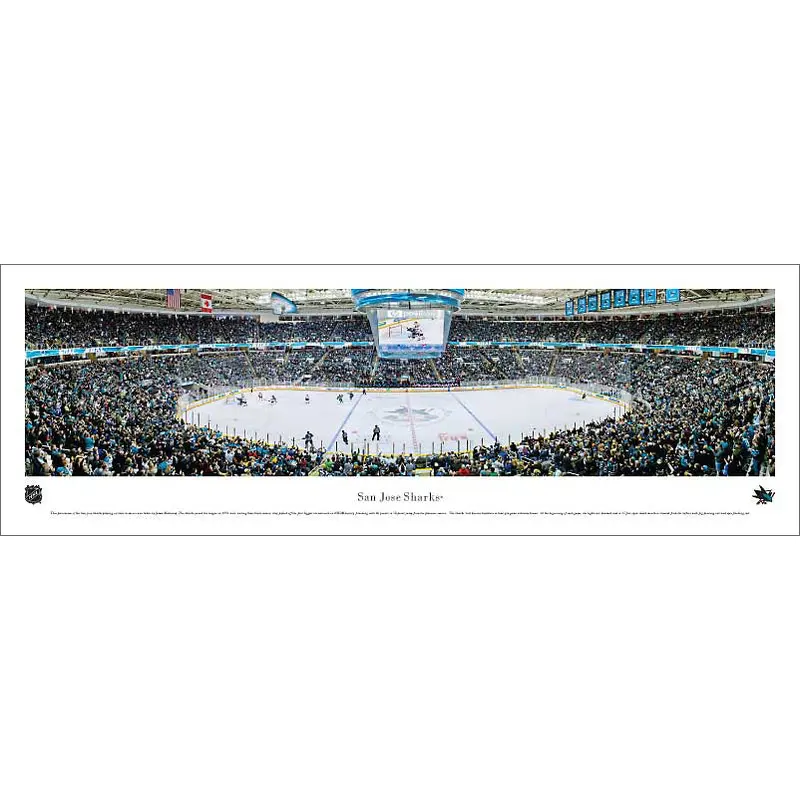 San Jose Sharks HP Pavilion NHL Game Night Panoramic Poster Print - Blakeway Worldwide