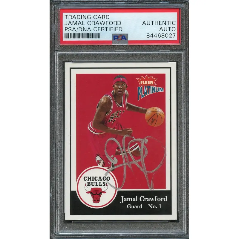 2003-04 Fleer Platinum #24 Jamal Crawford Signed Card AUTO PSA Slabbed Bulls