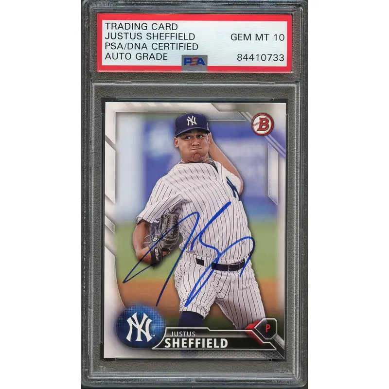 2016 Bowman Draft #BD125 Justus Sheffield Signed Card PSA Slabbed Auto 10 Yankees