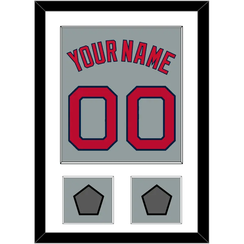 Boston Name, Number & Two World Series Champions Patches - Road Gray - Single Mat 1