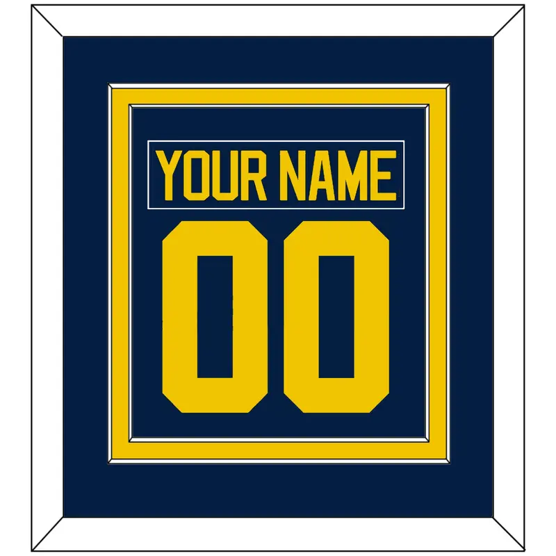 Michigan Hockey Nameplate & Number (Back) Combined - Road Blue - Double Mat 2