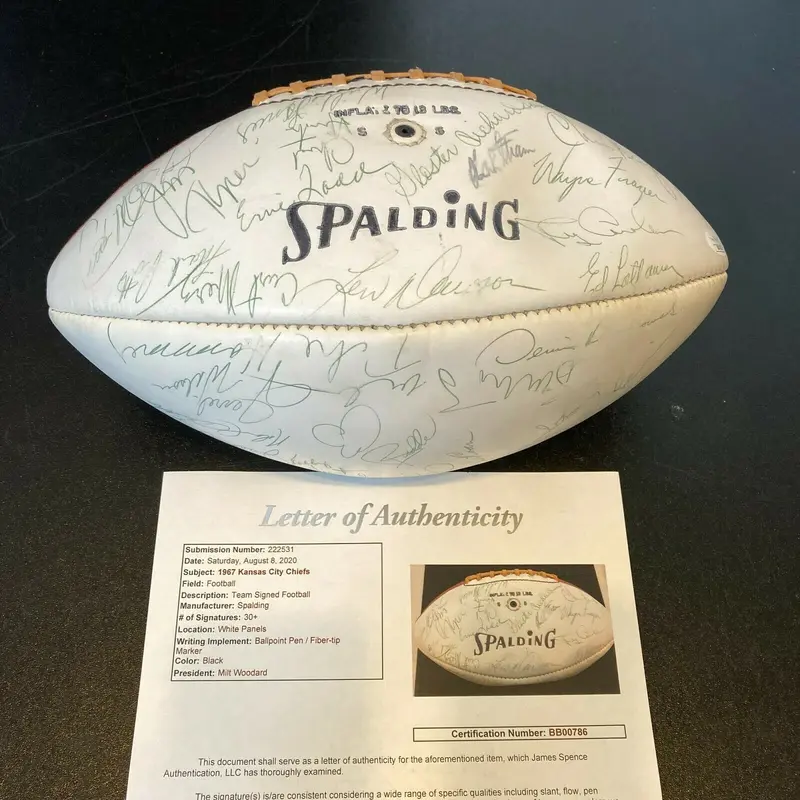 1967 Kansas City Chiefs Team Signed Autographed Spalding AFL Football JSA COA