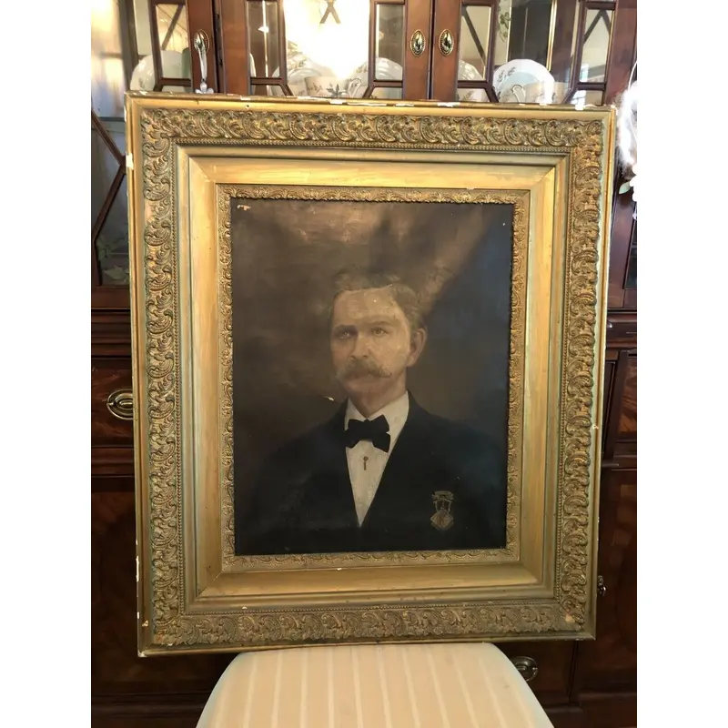 Beautiful Sam Thompson 1880's Original Oil Painting Art Baseball Hall Of Fame