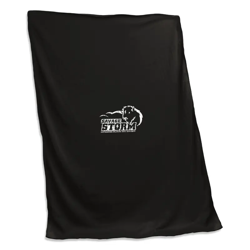 Southeastern Oklahoma State Black Sweatshirt Blanket (Screened)