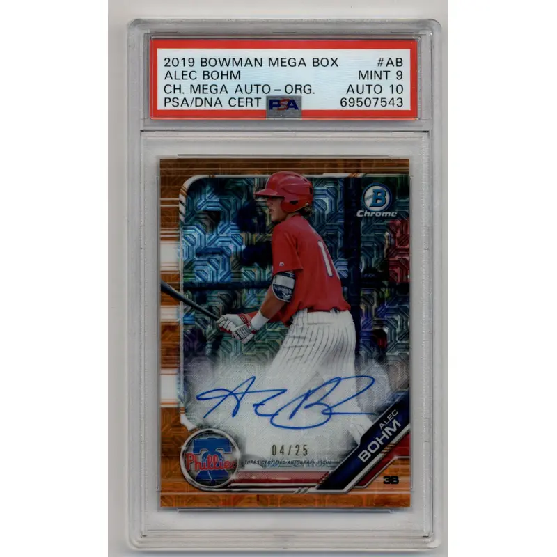 Alec Bohm 2019 Bowman Chrome Mega Box Orange Auto 04/25 PSA 9 Auto 10
