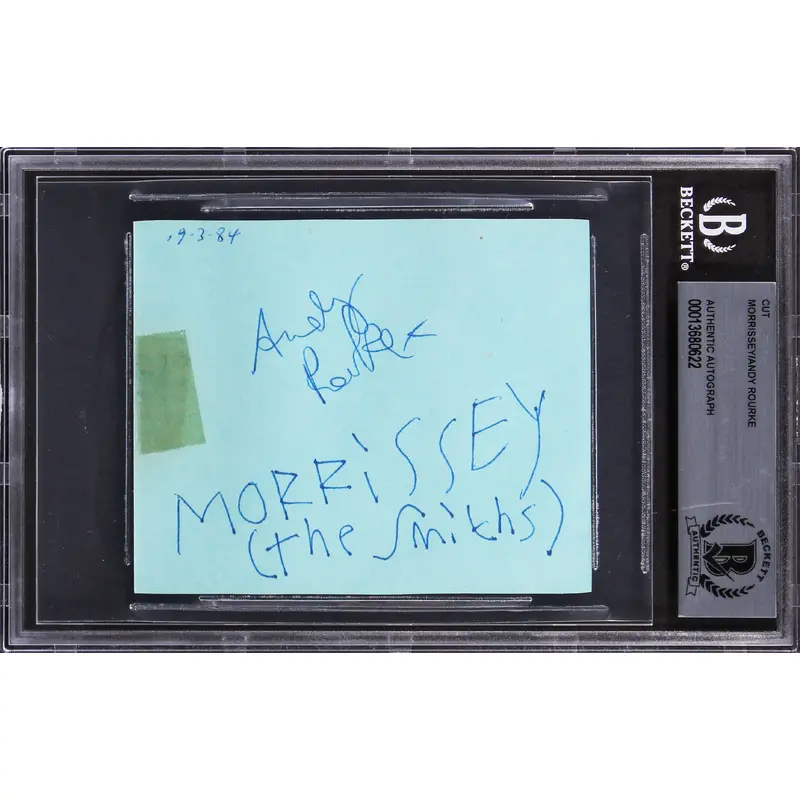Morrissey & Andy Rourke The Smith's Signed 3.35x4 Cut Signature BAS Slabbed