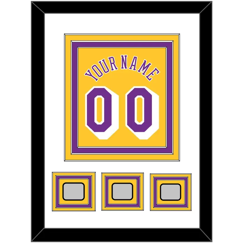 Los Angeles Name & Number With 3 Trophy Patches - Home Yellow (1978-1997) - Triple Mat 1