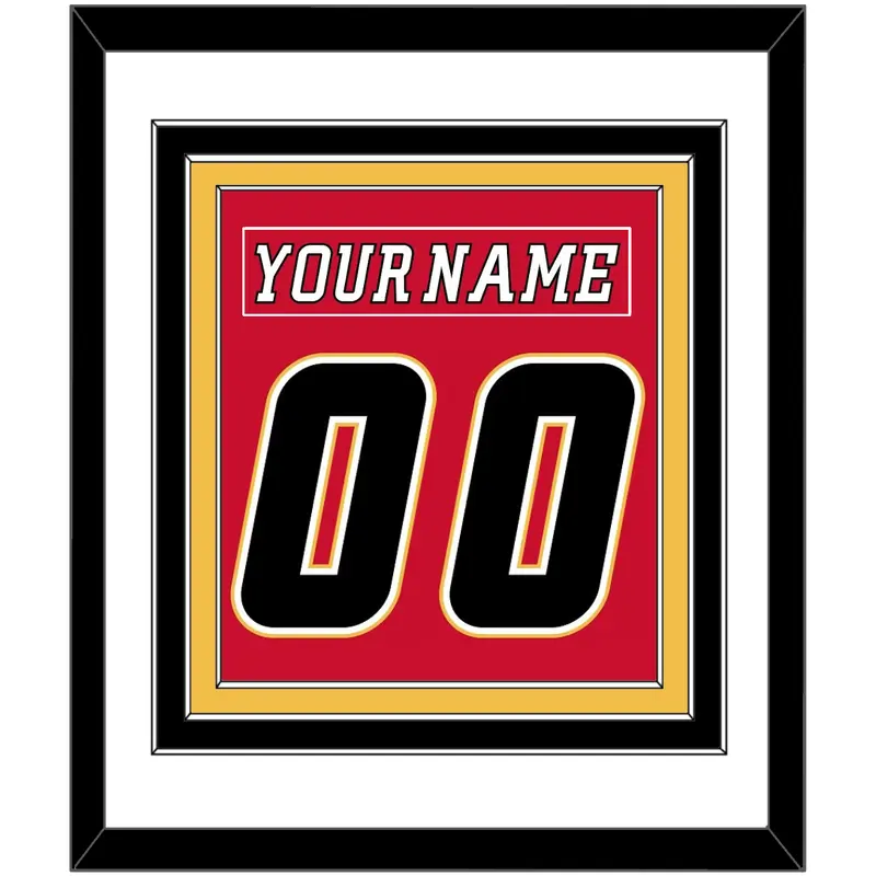 Calgary Nameplate & Number (Back) Combined - Home Red (2007-2017) - Triple Mat 1