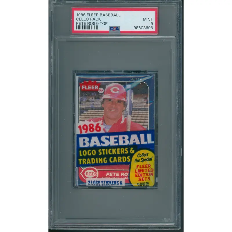 1986 Fleer Baseball Unopened Cello Pack PSA 9 Rose Top *3696